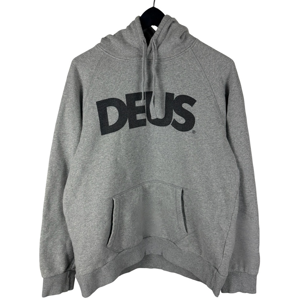 Mens Deus Ex Machina Classics Streetwear Spellout Logo Grey Hoodie Size L